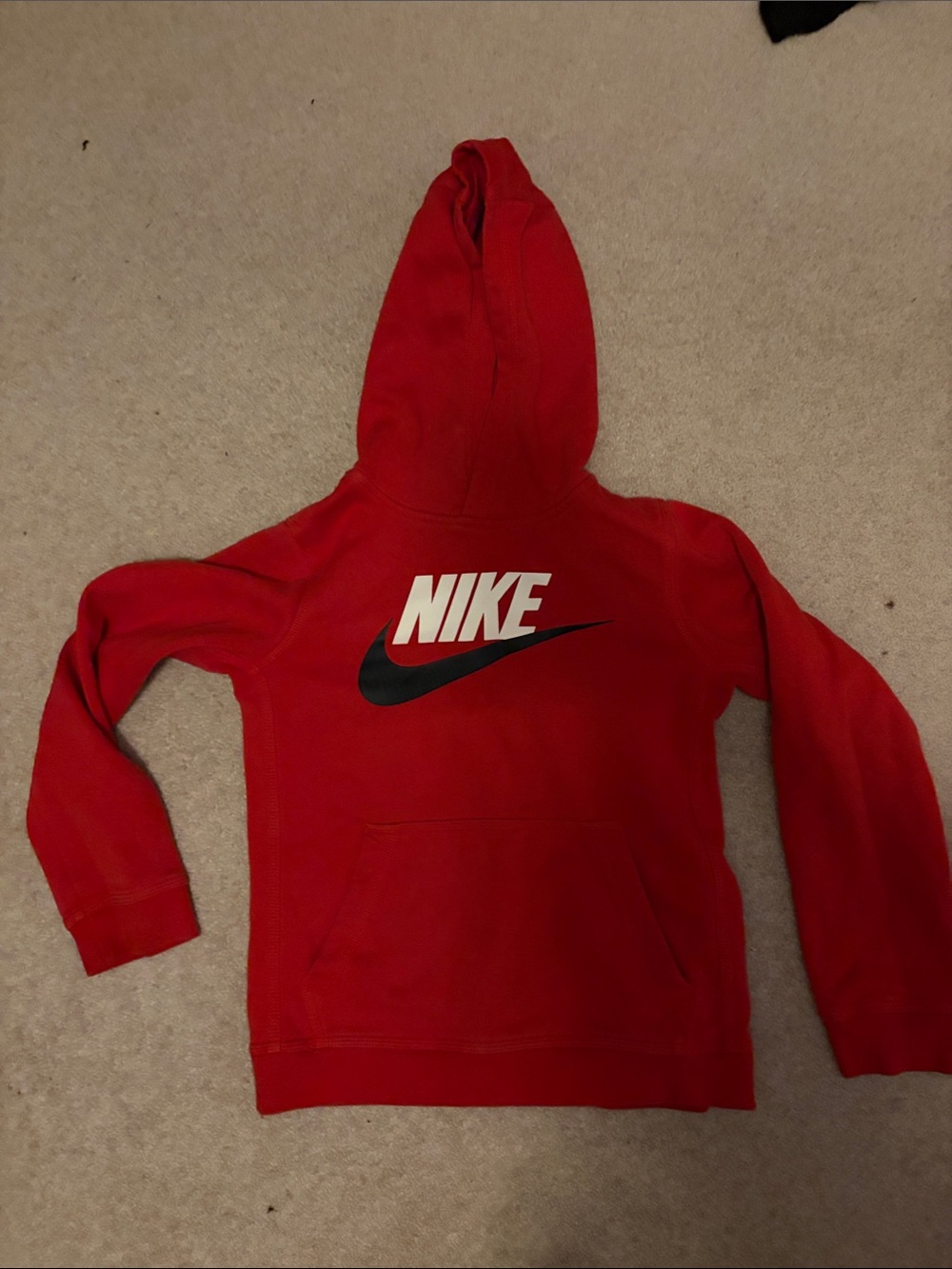 Nike Red Hoodie with Black Swoosh - Kids